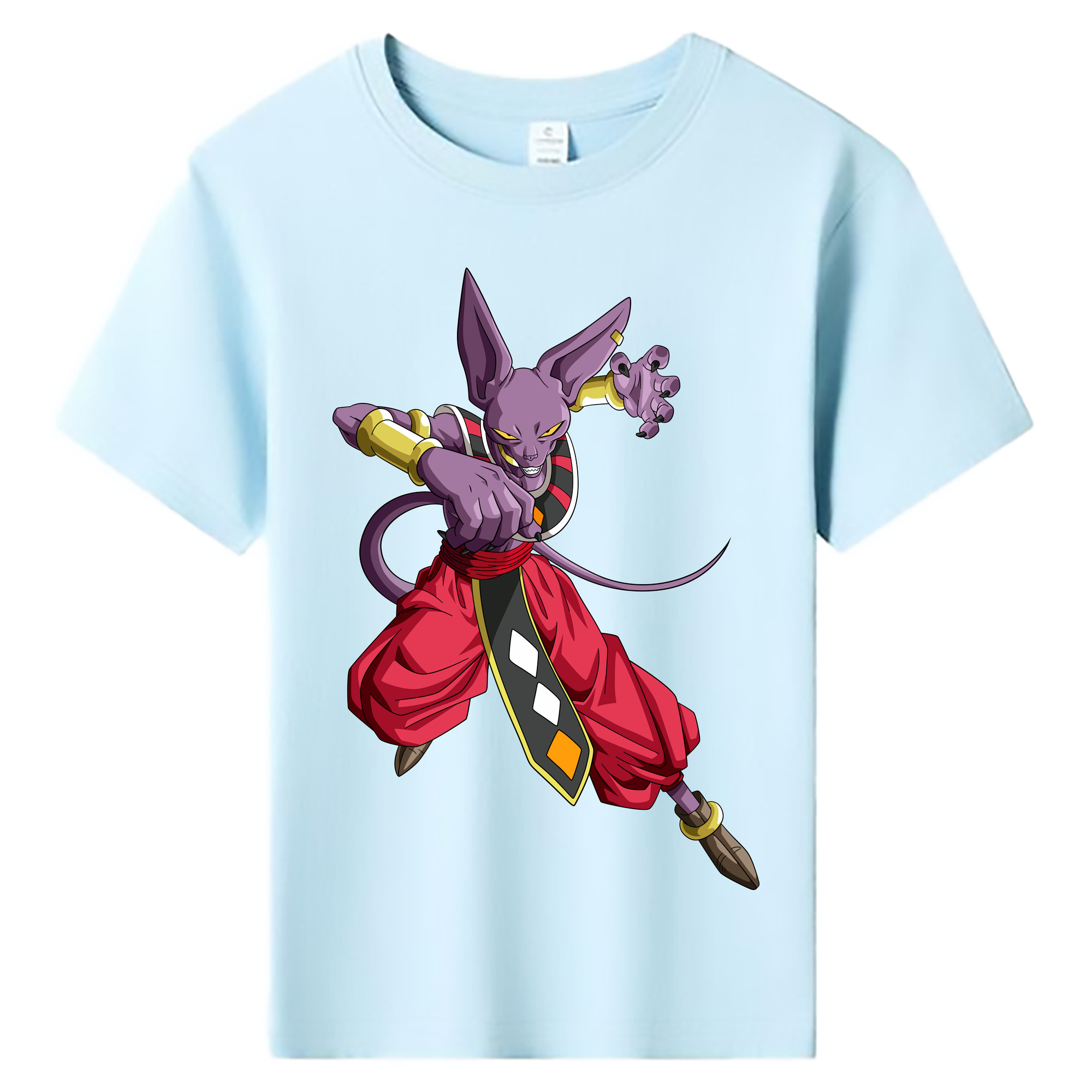 （画像用） ドラゴンボール ビルス 破壊神ビルス DRAGON BALL Beerus Birusu 綿100％キッズTシャツ（フロントプリント）